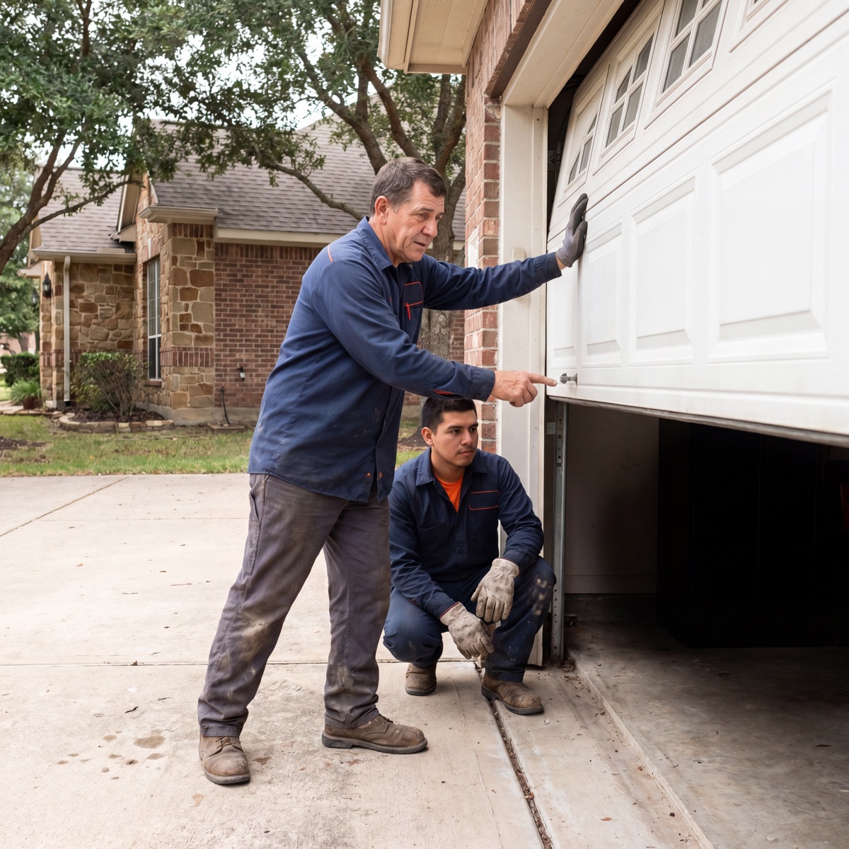 The Katy Garage Door team beside their service truck