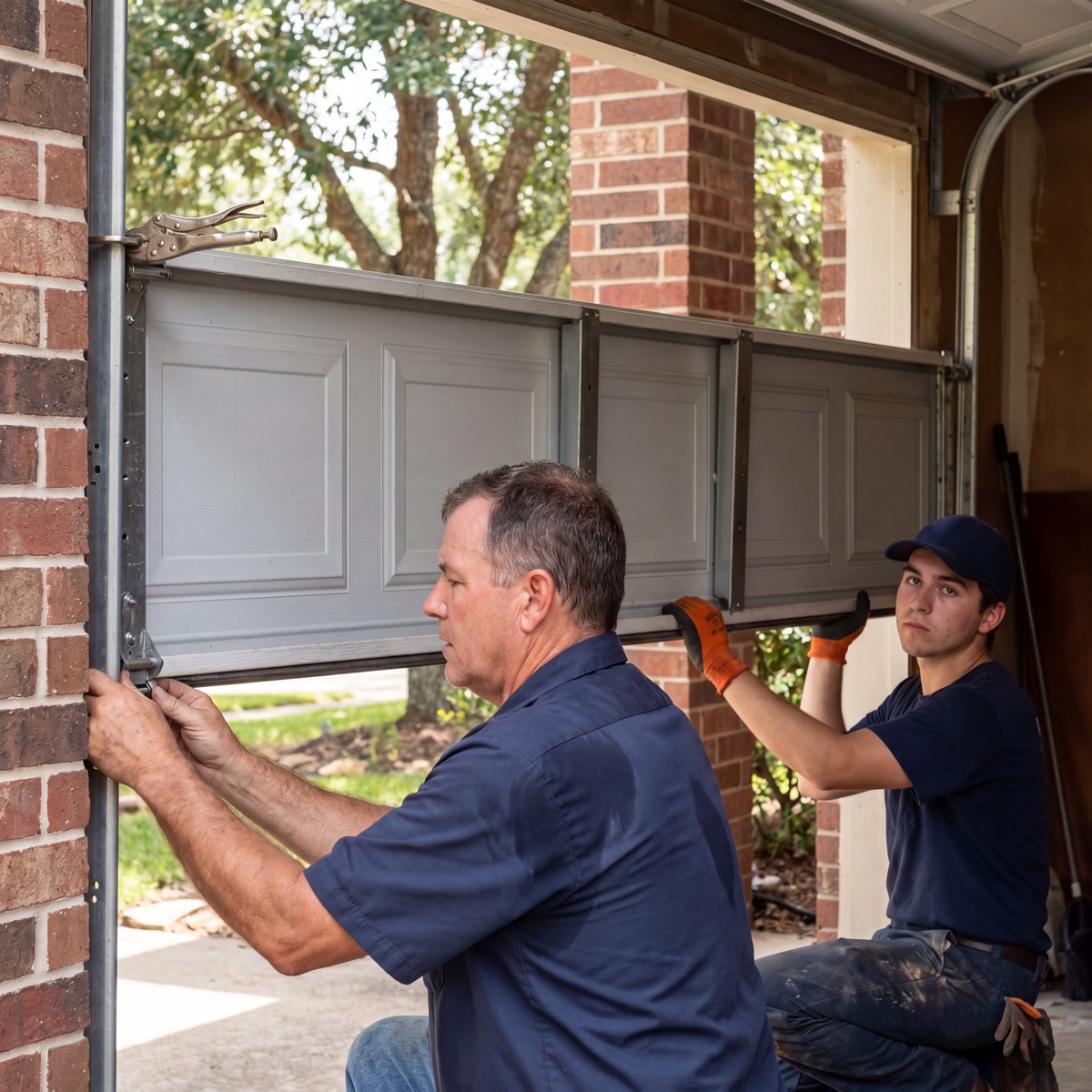 Katy Garage Door technicians with a service truck